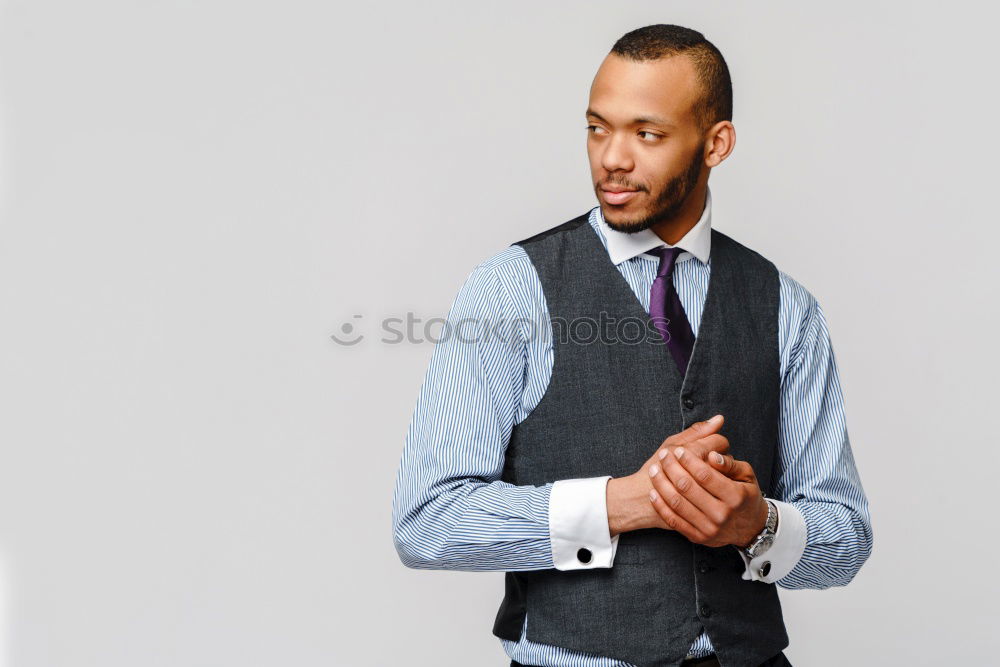 Similar – Image, Stock Photo Young black man wearing casual clothes walking smiling down the street