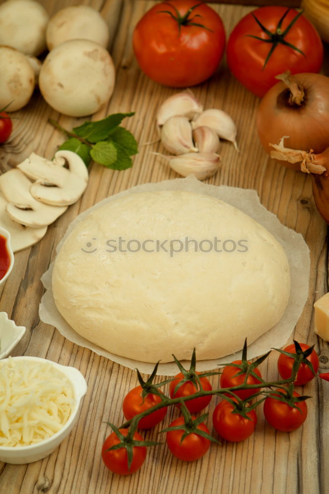 Similar – Italian cheese burrata, tomatoes, basil and bread