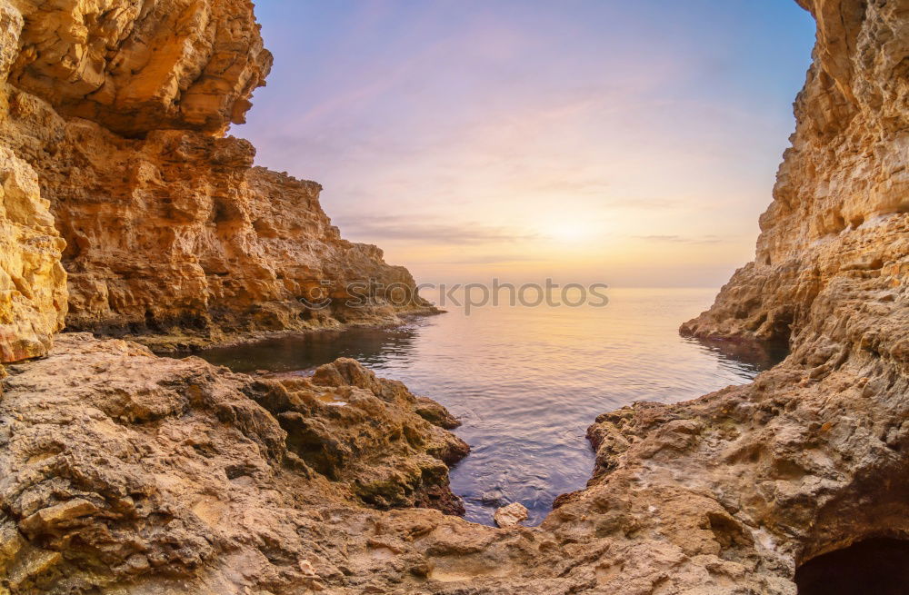 Similar – Ocean Landscape With Rocks And Cliffs At Lagos Bay Coast In Algarve, Portugal