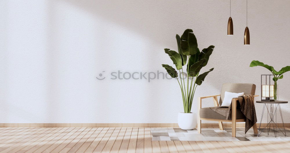 Image, Stock Photo Home office desk with plants notebook and laptop