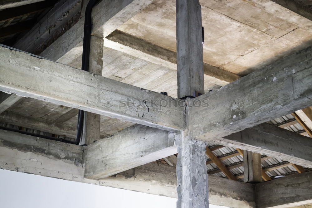 Similar – temporary wooden railing on carcass on construction site