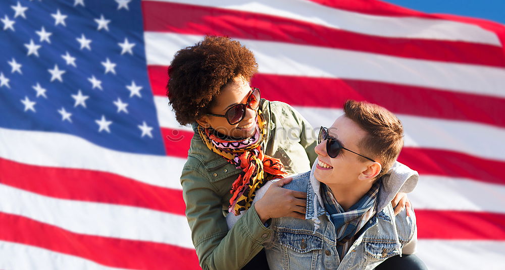 Similar – Teenage girls holding USA flag outdoor