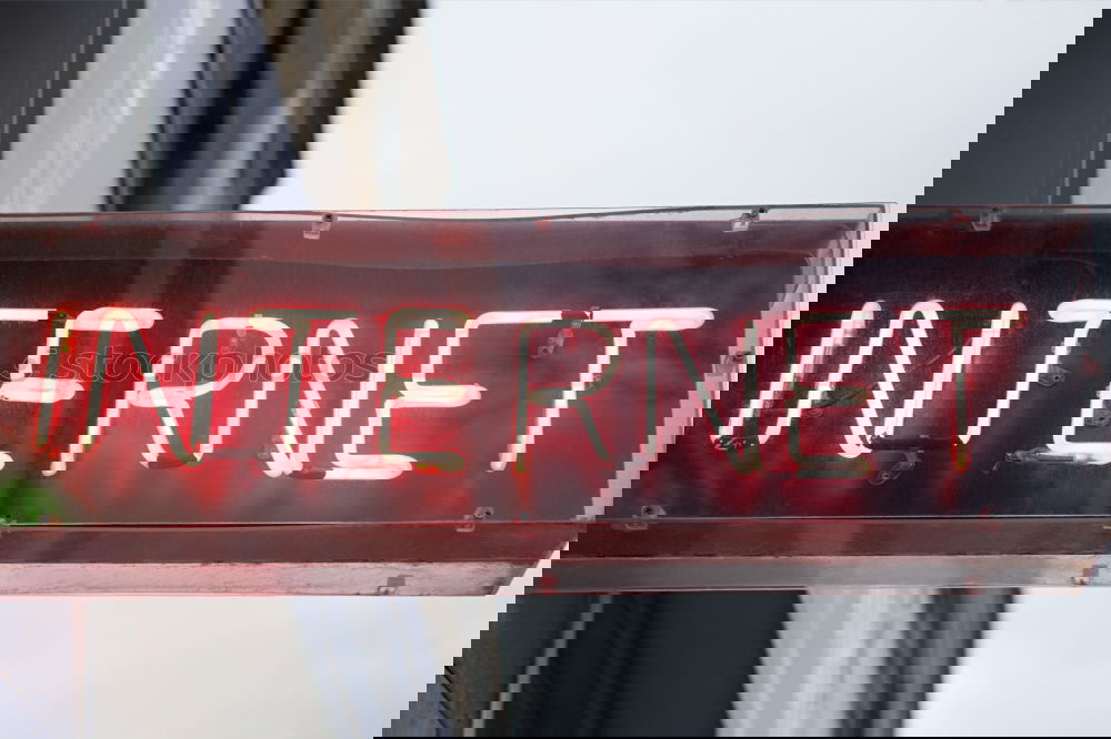 Similar – Image, Stock Photo Open neon sign Red writing