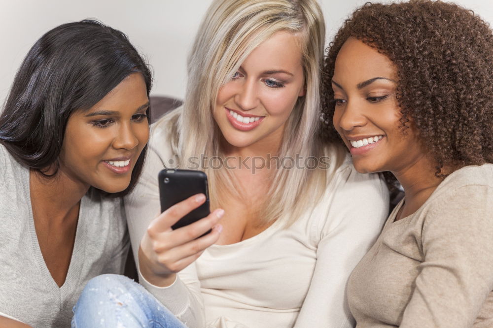 Similar – Image, Stock Photo Women taking selfie in studio