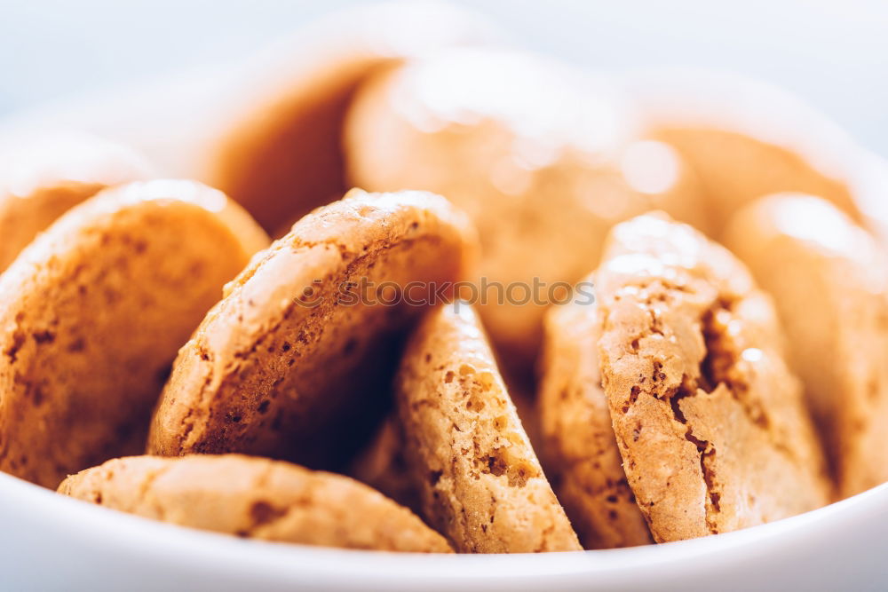 Italian Amaretti Biscuits In White Bowl