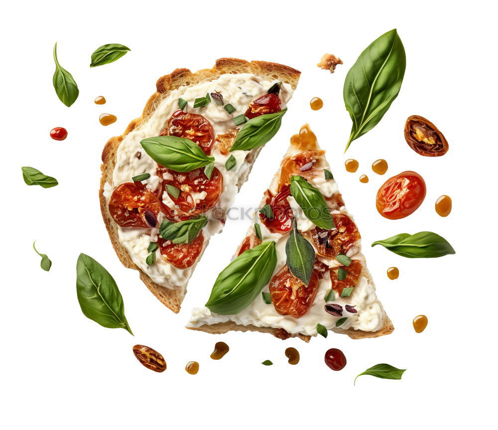 Similar – Parma ham with toast , basil pesto and tomatoes