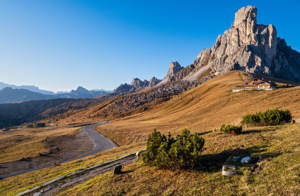 Similar – Image, Stock Photo Clouds and shadows in the Dolomites with path in portrait format