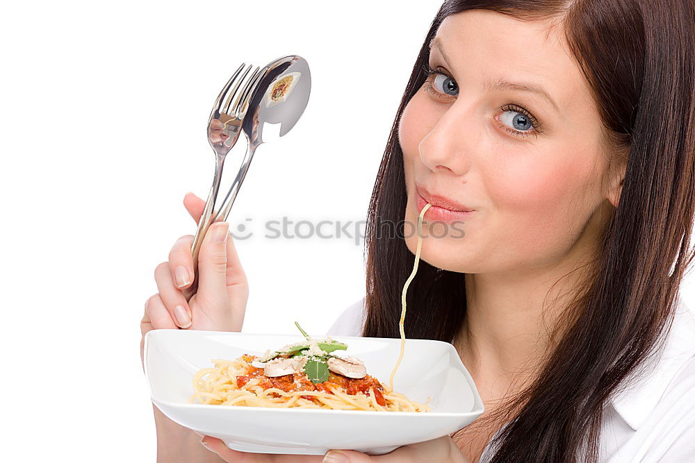 Similar – Image, Stock Photo Woman eating quinoa and vegetables in bowl