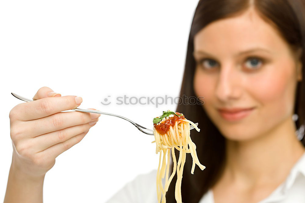 Similar – Content woman having meal