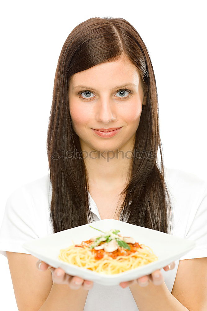 Content woman having meal