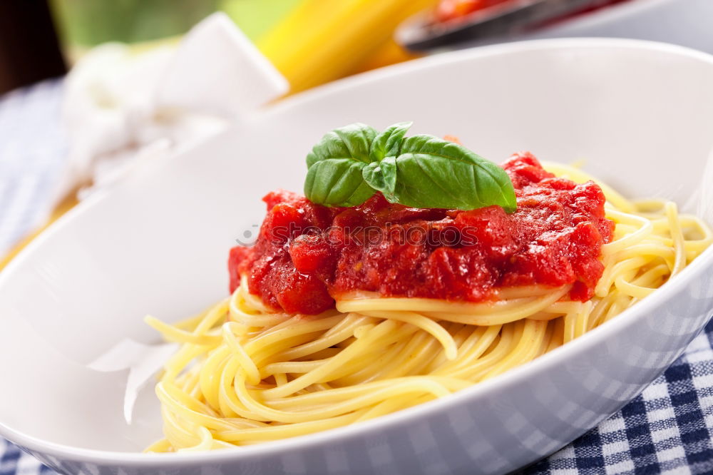 Similar – Image, Stock Photo Spaghetti Bolognese, Classic from Italy