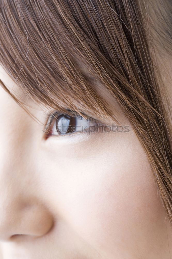 Image, Stock Photo Close up of a moody female portrait