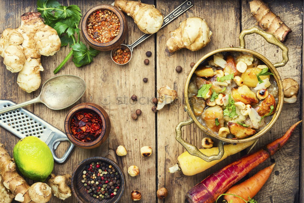 Similar – Image, Stock Photo Vegetarian Stir Fry Ingredients with Coconut Milk