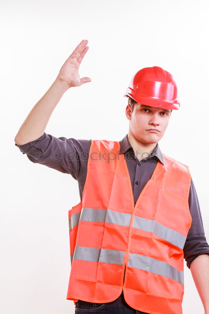 Similar – Image, Stock Photo guy in the form of road worker or Builder