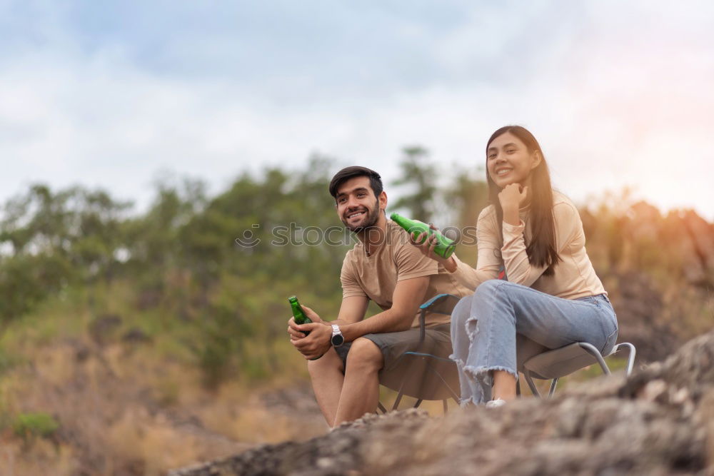 Similar – Image, Stock Photo Couple drinking wine in nature