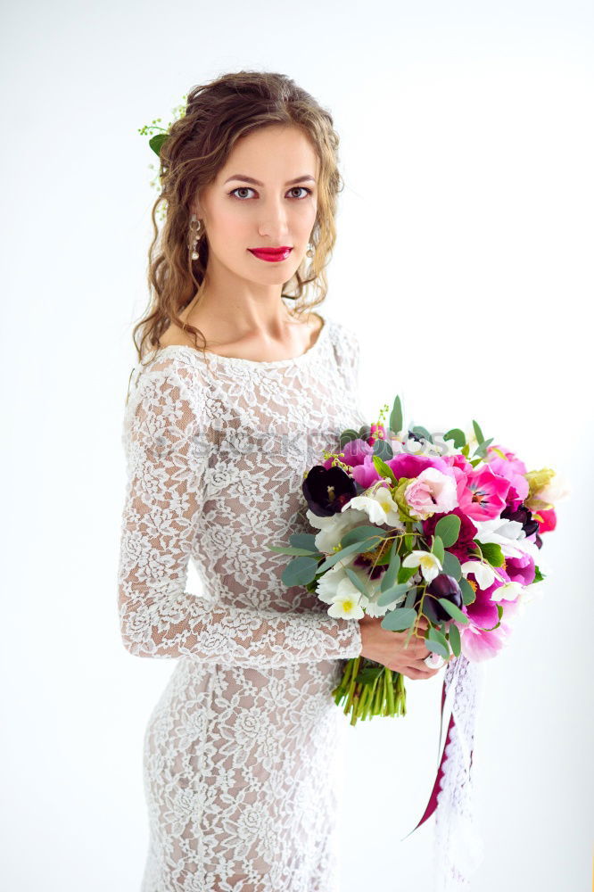 Similar – Image, Stock Photo Bride trying on wedding dress.