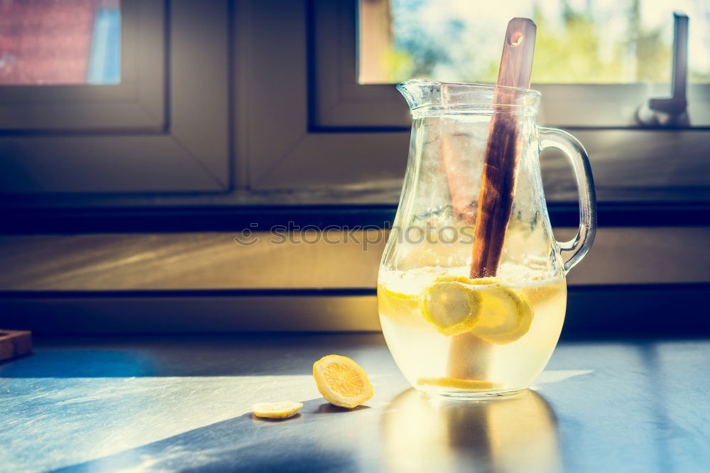 Image, Stock Photo Jug with lemonade on the kitchen table