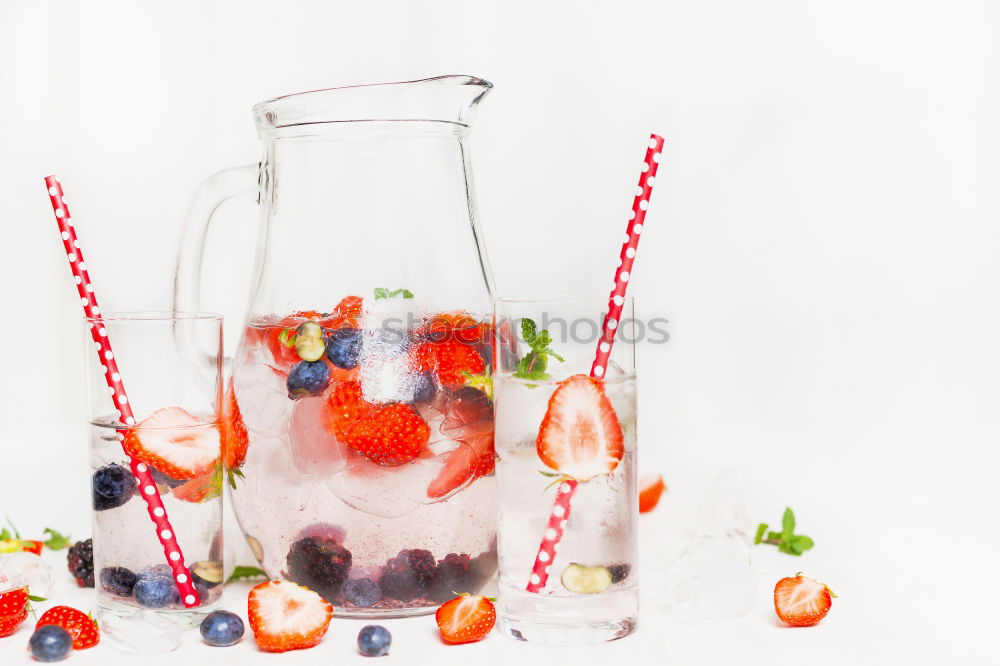 Image, Stock Photo Water with berries in glass