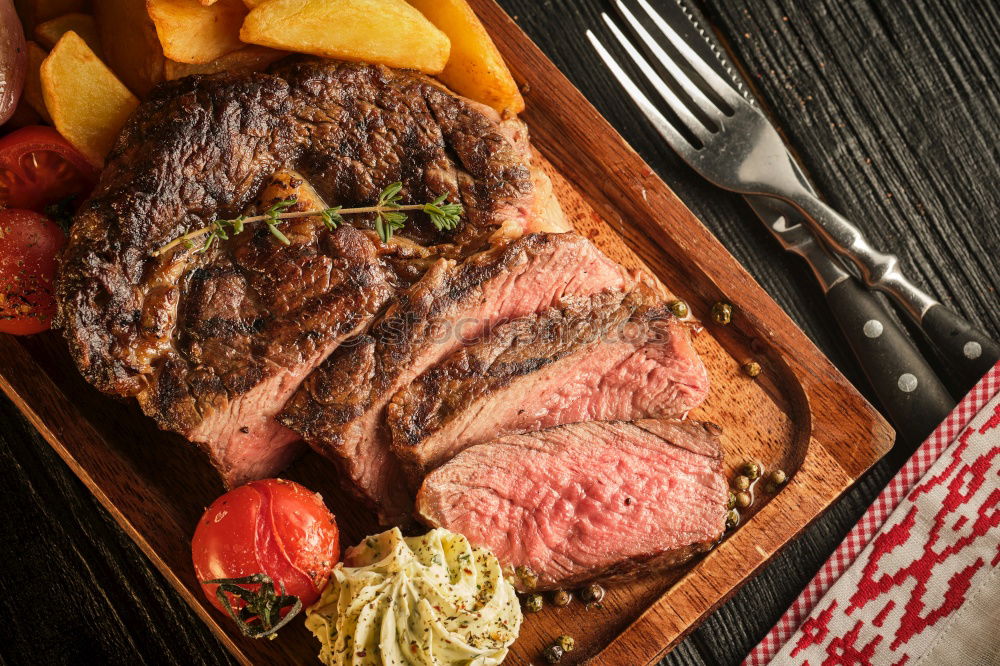 Similar – Image, Stock Photo A good steak Mignon, medium fried