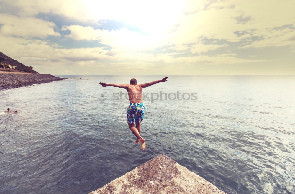 Similar – Image, Stock Photo Man & Sea Life Harmonious