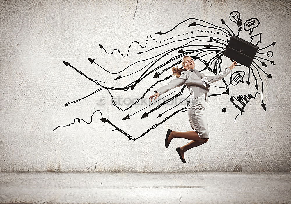 Similar – Image, Stock Photo Young fit blonde woman jumping in the street