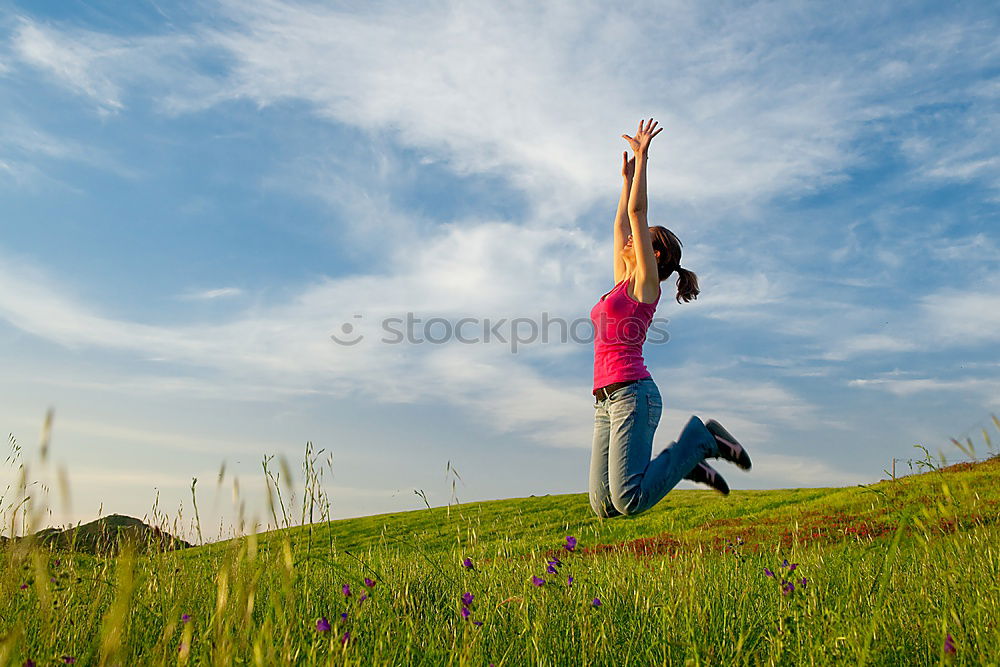 Similar – Image, Stock Photo Young woman dancing in the nature