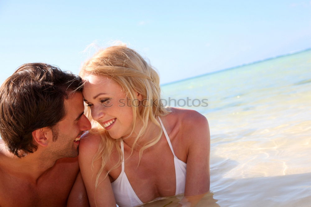 Image, Stock Photo Loving couple posing on beach