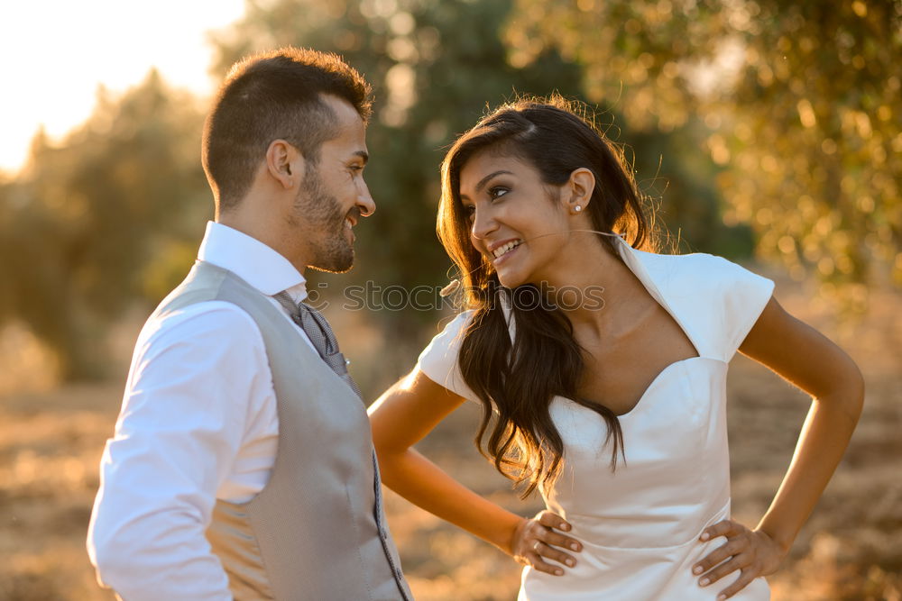 Similar – Image, Stock Photo Just married couple together in nature background