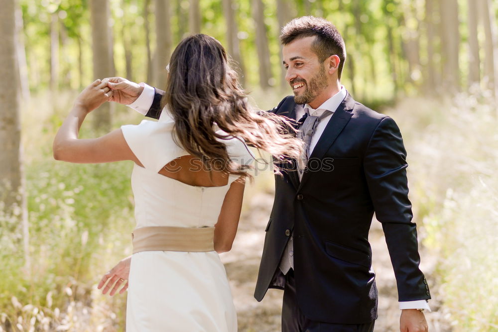 Image, Stock Photo Just married couple together in nature background