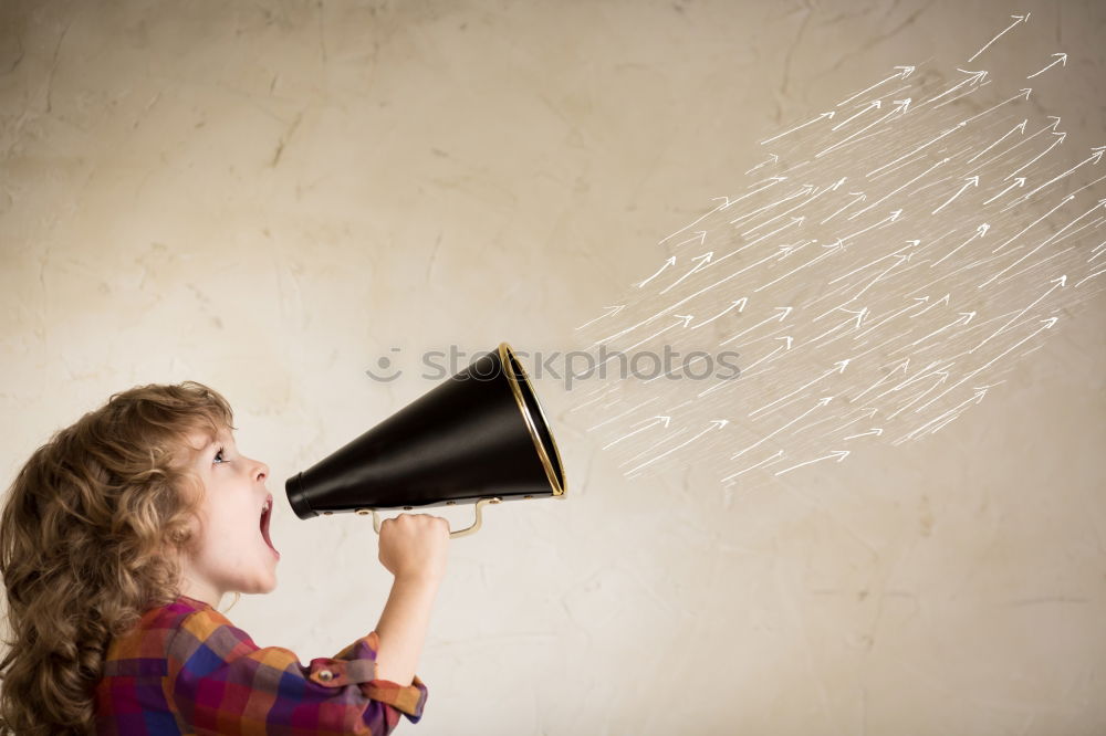 Similar – Image, Stock Photo boy with a megaphone at christmas on black background