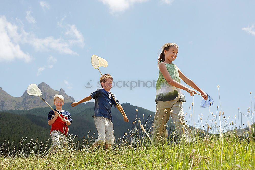 Similar – Image, Stock Photo Happy family standing near the lake at the day time.