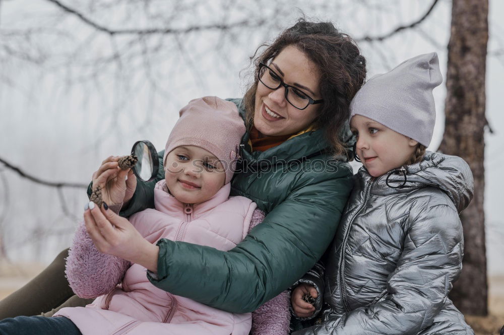 Similar – Image, Stock Photo Happy family enjoying together leisure in the forest