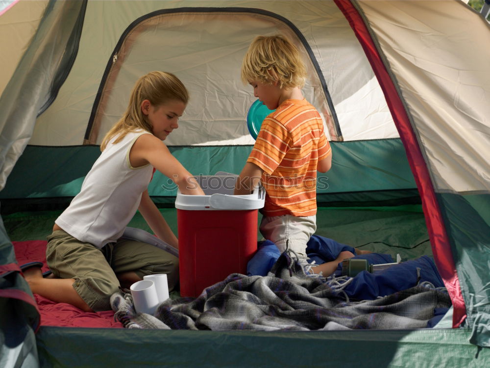 Similar – Children enjoying camping holiday