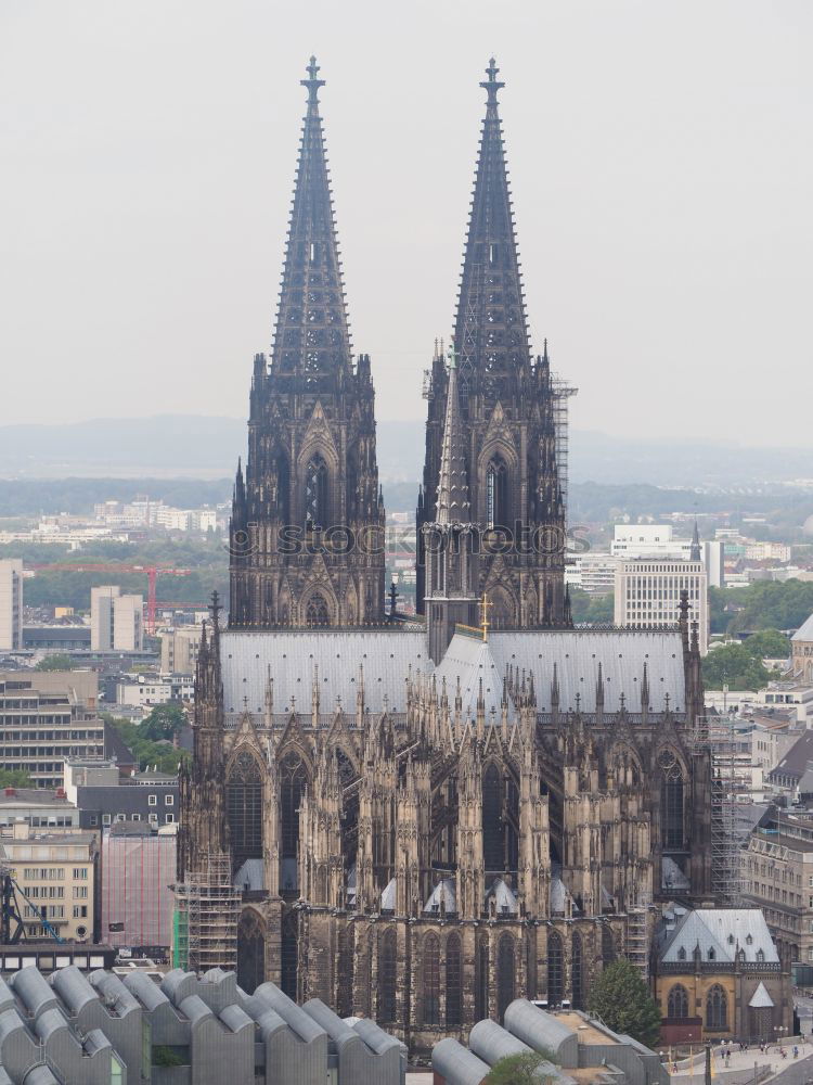 Similar – Image, Stock Photo many rainbow flags of the queer community at the CSD in Cologne. Cologne Cathedral in the background