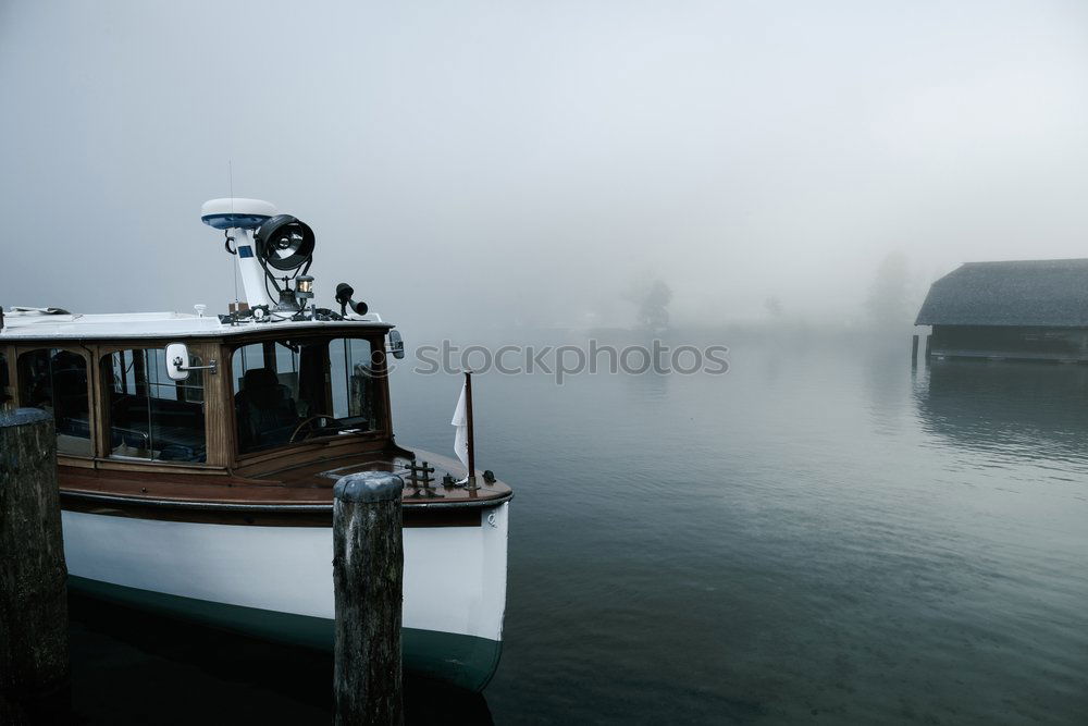 Similar – Foto Bild Bootshaus im Nebel Steg