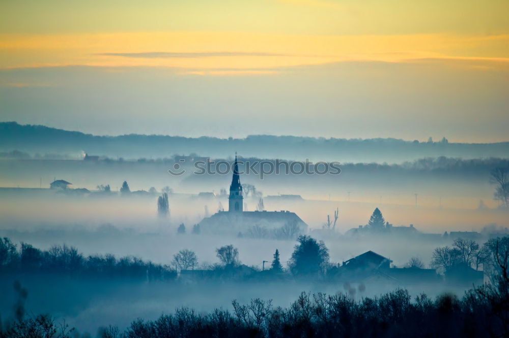 Similar – Image, Stock Photo Sunset in the fog Nature