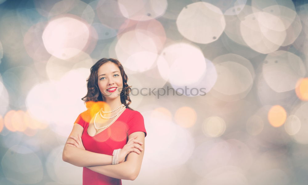 Similar – Beauty girl with glasses with little lights in her hands