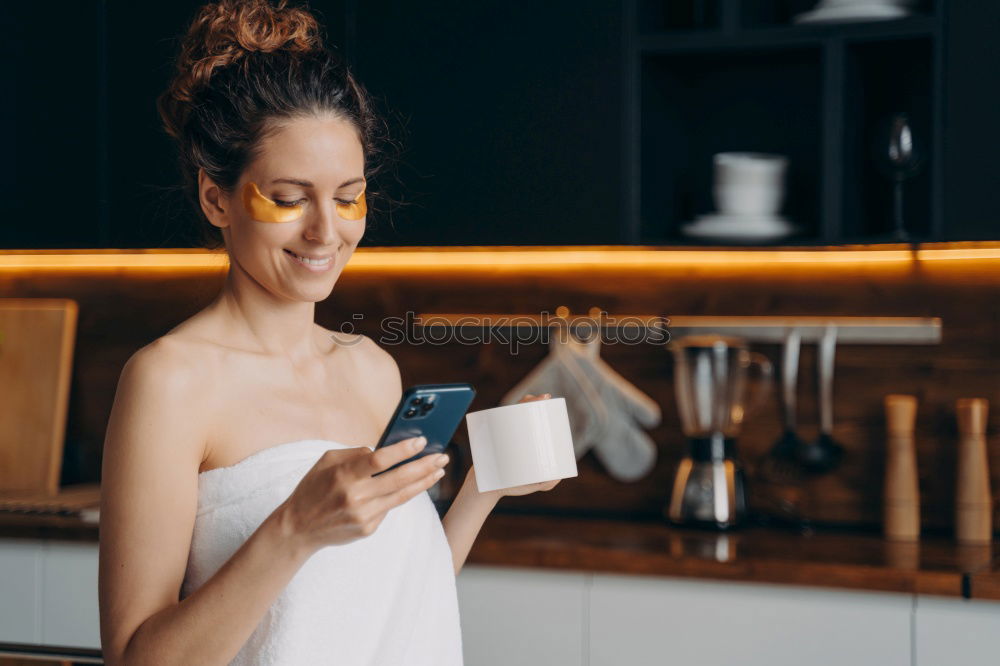 Similar – Image, Stock Photo Woman with smartphone in cafe