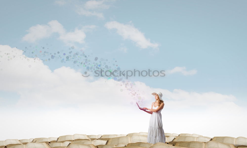 Similar – Happy young black woman surrounded by flowers