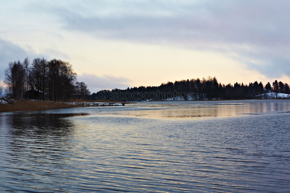 Similar – Image, Stock Photo Romantic lake with island passage and trees.