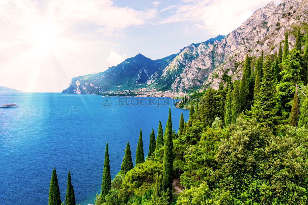 Image, Stock Photo Panoramic view of Taormina, Sicily, Italy