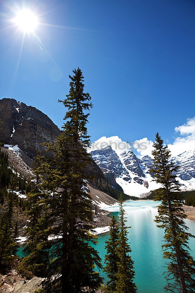 Image, Stock Photo Summer day at beautiful Moraine Lake