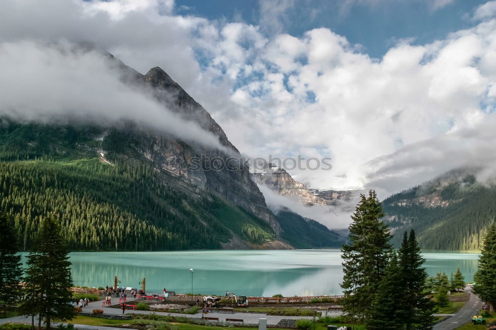 Similar – Image, Stock Photo Bad weather at Bragser Wildsee/Lago di Braies