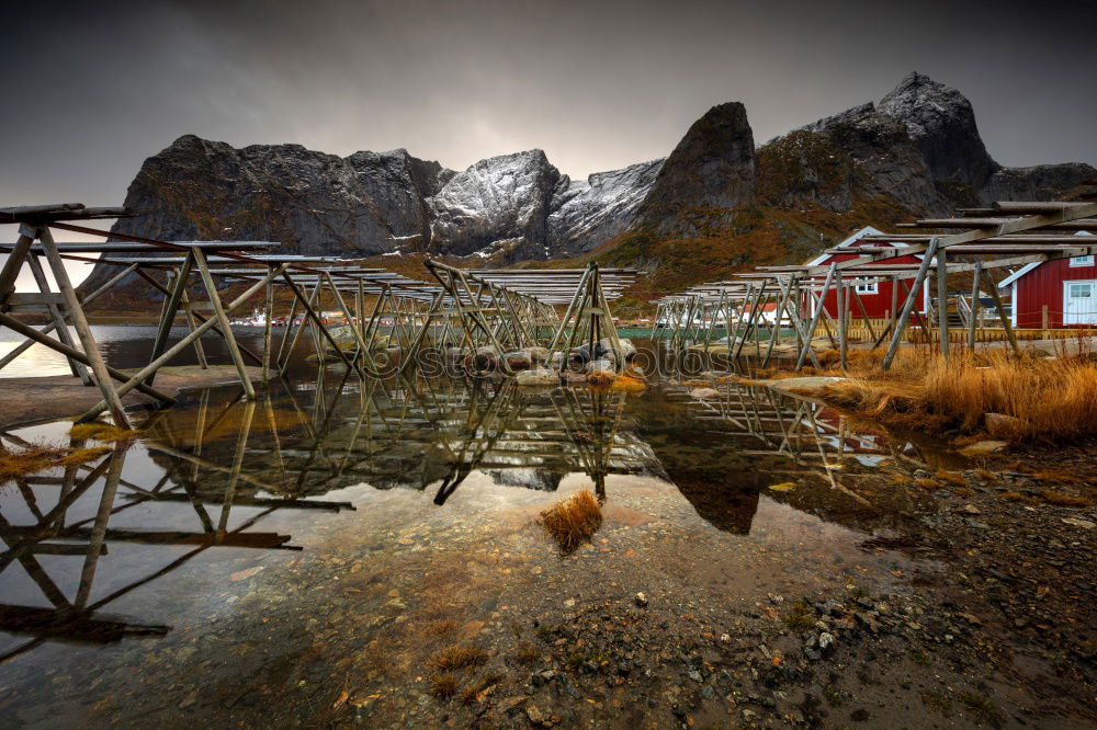 Image, Stock Photo sunset in hamnöy Landscape