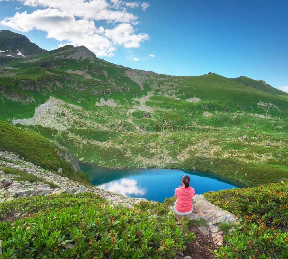 Similar – Image, Stock Photo Boy walking down the mountains