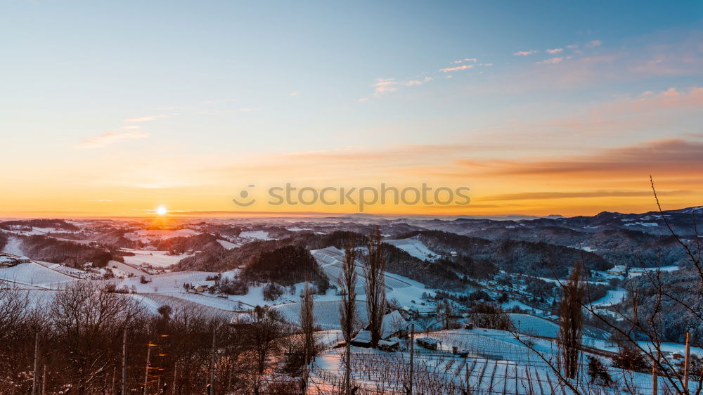 Sunset over the winter landscape