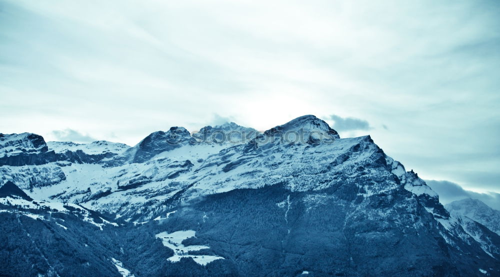 Similar – Image, Stock Photo Blue mountains peaks at sunset