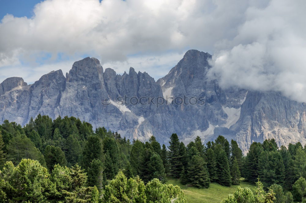 Similar – Image, Stock Photo Hiking with panorama in the Dolomites