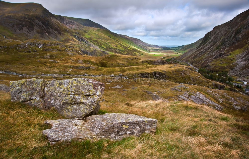 Similar – Valley at Applecross Pass with river in Scotland