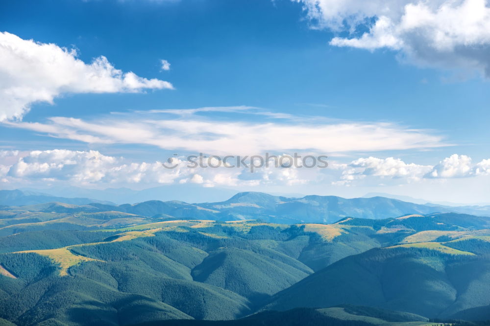 Landscape with blue mountains